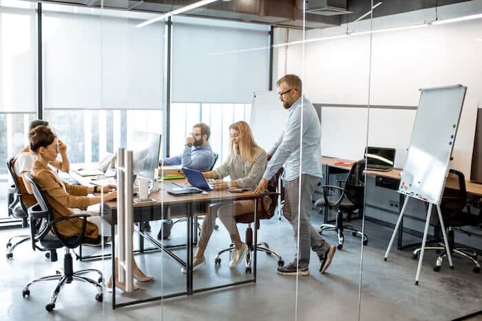 Employees working in their office